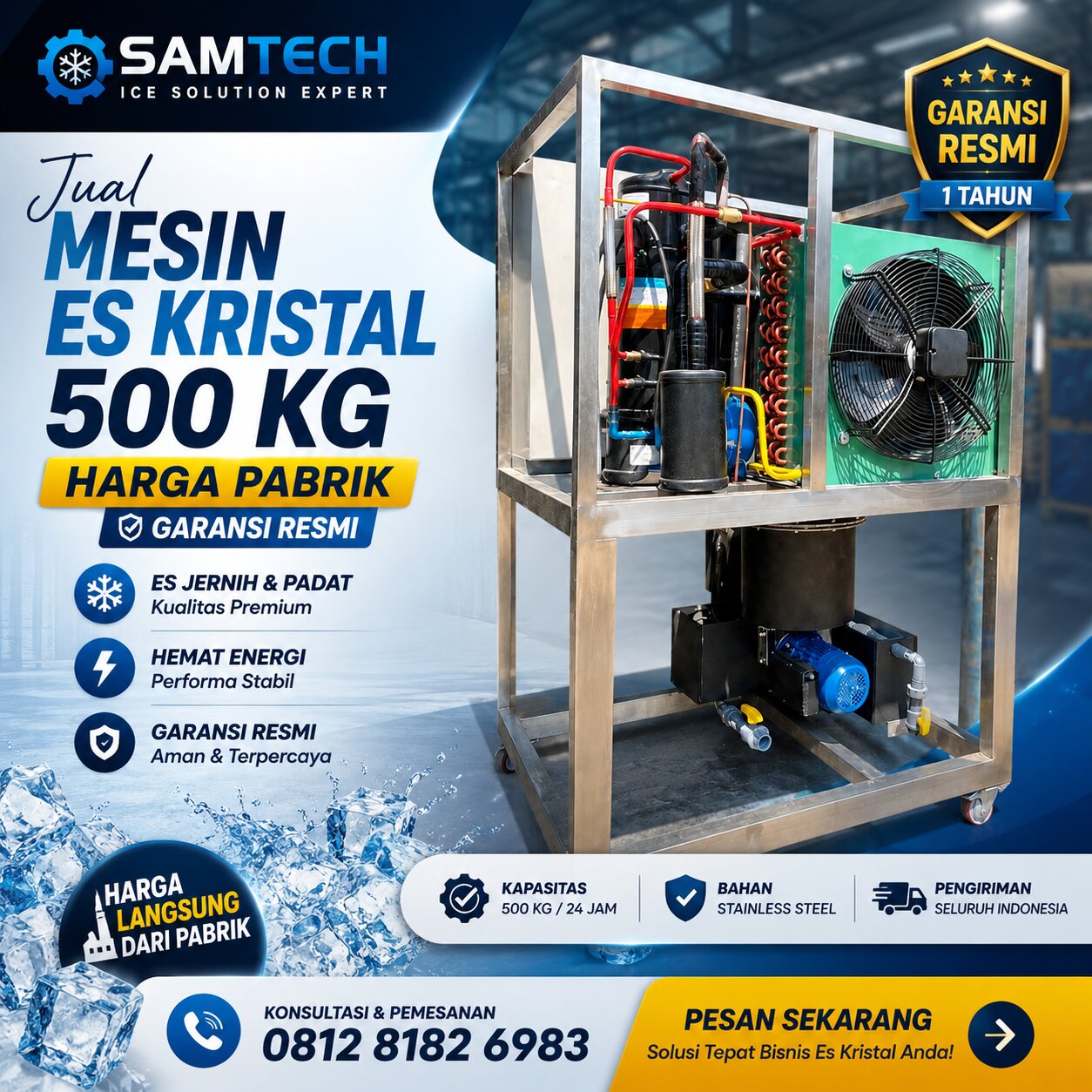 Jual Mesin Es Kristal 500 Kg Harga Pabrik Garansi Resmi